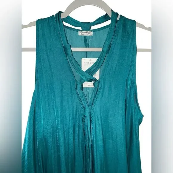 Free People Here With Me Forest Green Lace-Up Top Size Small NWT - Picture 7 of 10